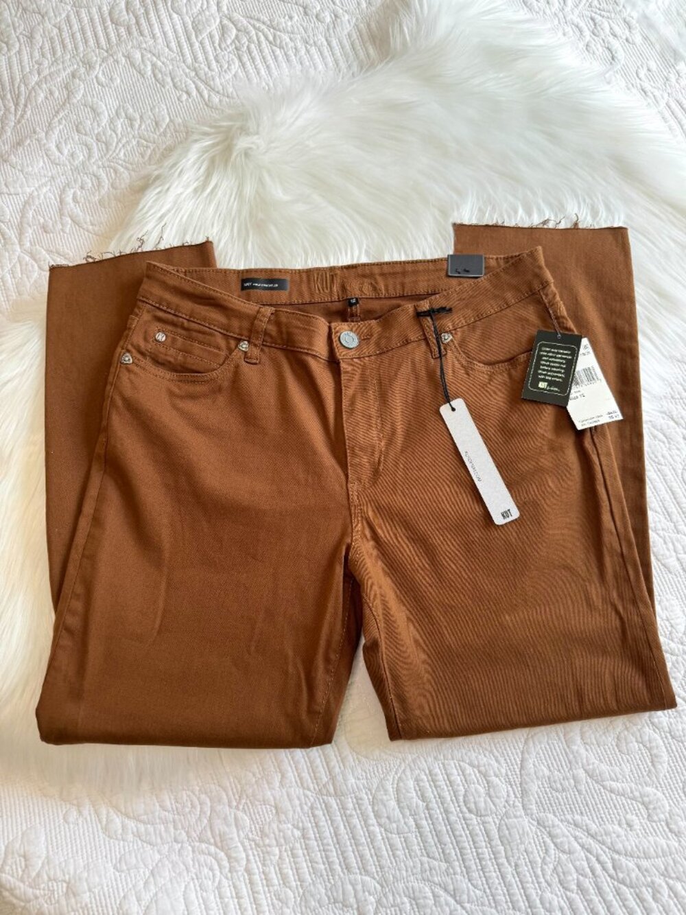 NWT KUT Denim "Katy" Whiskey Brown Pants Straight Leg Nordstrom Rack Size 12